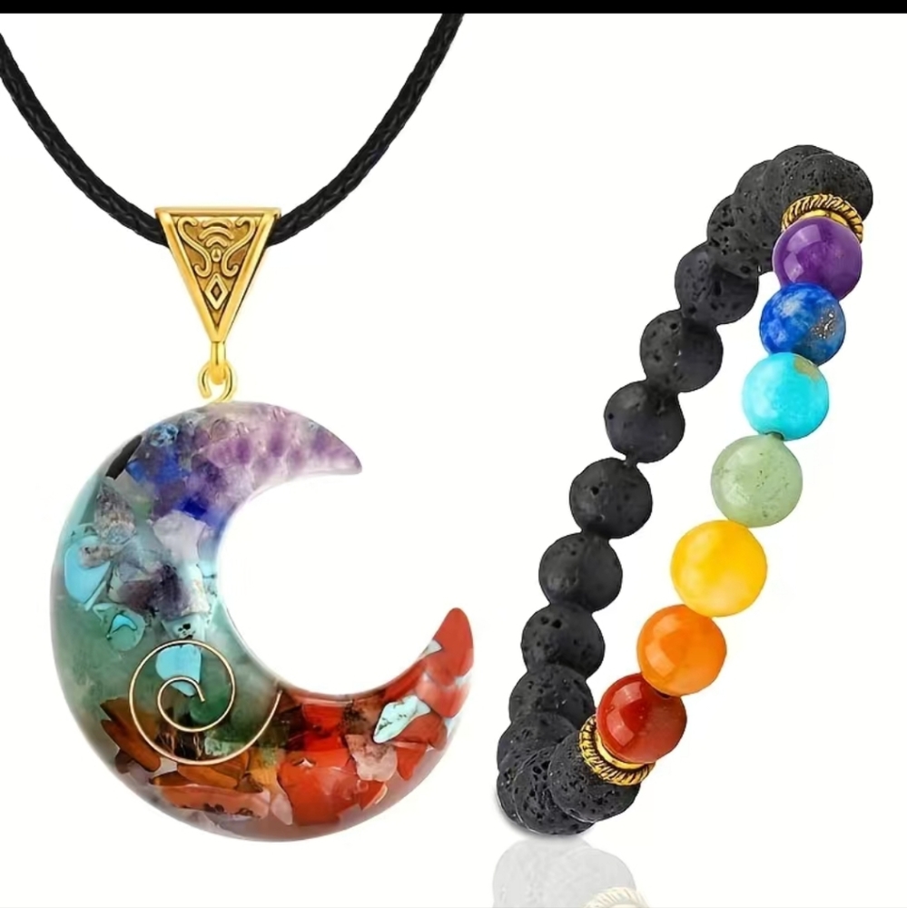 2pcs 7 Chakra Necklace And Chakra Bracelet